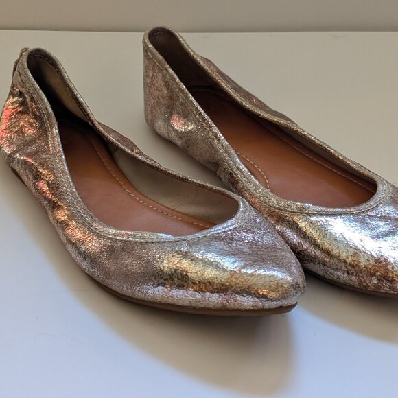 Great condition FRYE women's metallic Regina Ballet Flats Size 10 - Picture 3 of 13